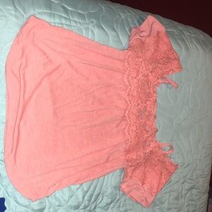 👑Salmon Pink Off Shoulder Top